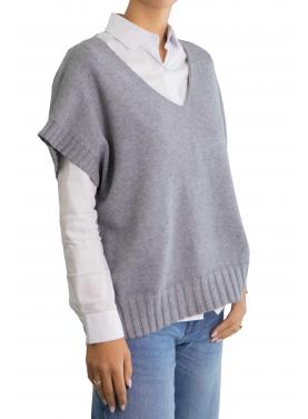 Gilet tinta unita scollo a V modello over 